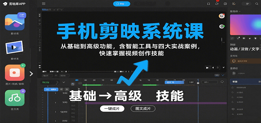 图片[1]-手机剪映系统课，从基础到高级功能，含智能工具与四大实战案例，快速掌握视频创作技能-轻创网