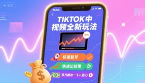 Tiktok中视频全新玩法，快速起号，快速出结果，百万播放一千八百刀-轻创网