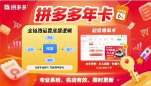 拼多多年卡【8月更新6节】拼多多全链路运营底层逻辑，超级爆单术-轻创网