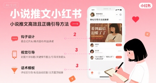 小说推文小红书高转化引导方法实操课，小说推文高效且正确引导方法-轻创网