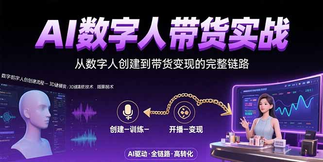 AI数字人+带货实战：从数字人创建到带货变现的完整链路-轻创网