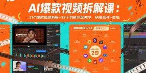 AI爆款视频拆解课：21个爆款视频拆解+38个剪映深度教学，快速创作+变现-轻创网
