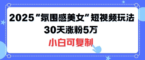 不露脸也能火！2025“氛围感美女”短视频玩法，30天涨粉5W小白可复制-轻创网