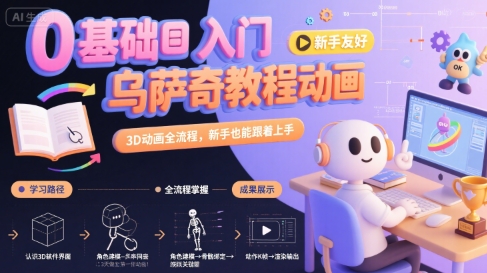0基础入门乌萨奇教程动画，3D动画全流程，新手也能跟着上手-轻创网