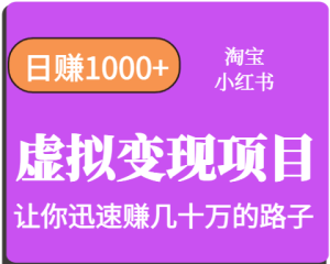 淘宝OR小红书虚拟变现，日赚1000+，多账号操作年收入几十W不等-轻创网