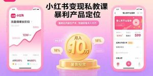 小红书变现私教课，暴利产品定位，高转化内容生产术，快速实现月入10万-轻创网