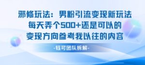 邪修玩法：男粉引流变现新玩法每天弄个5张还是可以的变现方向参考我以往的内容-轻创网