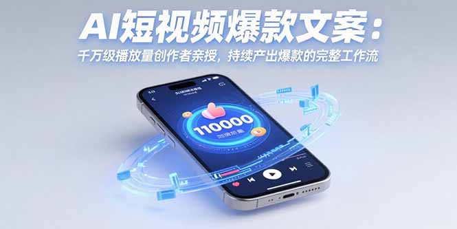 AI短视频爆款文案：千万级播放量创作者亲授，持续产出爆款的完整工作流-轻创网