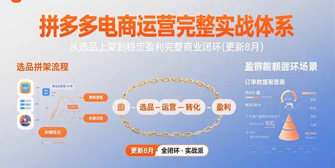拼多多电商运营完整实战体系，从选品上架到稳定盈利完整商业闭环(更新8月-轻创网