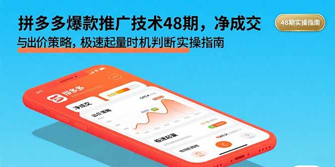 拼多多爆款推广技术48期,净成交与出价策略,极速起量时机判断实操指南-轻创网