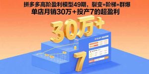 拼多多高阶盈利模型49期,裂变+阶梯+群爆 单店月销30万+投产7的超盈利-轻创网