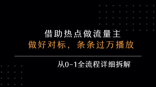 借力热点，乘顺风车玩流量主，条条过万播放， 每月收益5k+，从0-1全流程详细拆解-轻创网
