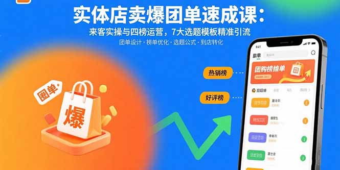 实体店卖爆团单速成课:来客实操与四榜运营,7大选题模板精准引流-轻创网