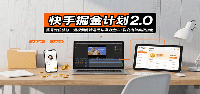 图片[1]-快手掘金计划2.0，账号定位装修、短视频剪辑选品与磁力金牛+裂变出单实战指南-轻创网