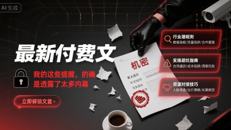 最新付费文：我的这些提醒，的确是透露了太多内幕-轻创网