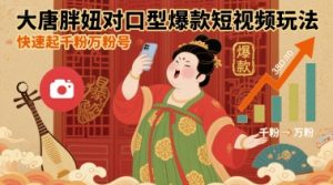 大唐胖妞对口型爆款短视频玩法，快速起千粉万粉号-轻创网