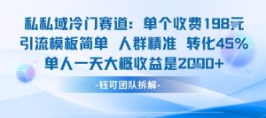 私域冷门赛道单个收费198米引流模板简单人群精准 45%的转化率单人一天大概收益多张-轻创网