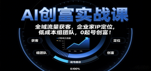 AI创富实战课：企业家IP定位，全域流量获客，低成本组团队，0起号创富！-轻创网