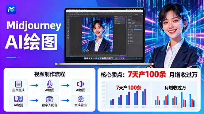AI绘图照片开口说话视频制作：Midjourney+数字人，7天产100条月增收过万-轻创网