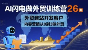 AI闪电做外贸训练营26期，外贸建站开发客户内容营销从0到3做外贸-轻创网
