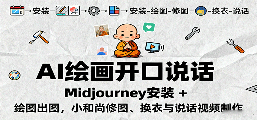 图片[1]-AI绘画开口说话，Midjourney安装 + 绘图出图，小和尚修图、换衣与说话视频制作-轻创网