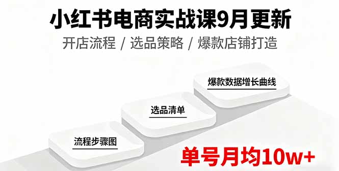 小红书电商实战课9月更新，开店流程/选品策略/爆款店铺打造，单号月均10w+-轻创网