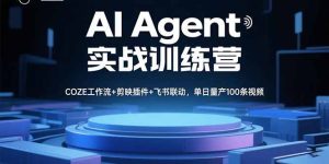 AI Agent实战训练营，COZE工作流+剪映插件+飞书联动，单日量产100条视频-轻创网