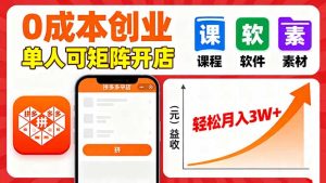 拼多多虚拟电商，0成本，单人可矩阵开店，轻松月入3W+-轻创网