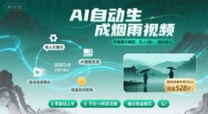 不用拍不用剪！AI自动生成烟雨视频，日入5张+，睡后收入-轻创网
