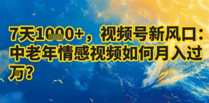 7天收益1k+，视频号新风口：中老年情感视频如何月入过W?-轻创网
