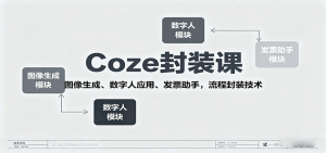 Coze封装课，图像生成、数字人应用、发票助手，流程封装技术-轻创网