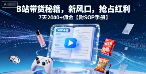 B站带货秘籍，新风口，抢占红利，7天2k+佣金【附SOP手册】-轻创网