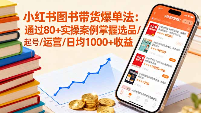 小红书图书带货爆单法：通过80+实操案例掌握选品/起号/运营/日均1000+收益-轻创网