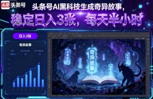 头条号AI黑科技生成奇异故事，稳定日入3张，每天半小时-轻创网