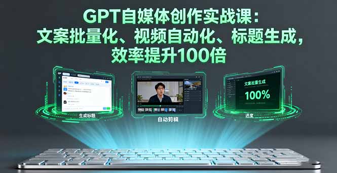 GPT自媒体创作实战课：文案批量化、视频自动化、标题生成，效率提升100倍-轻创网