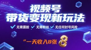 视频号带货变现新玩法，无需露脸，无需粉丝，无任何封号风险，一天收益8张【揭秘】-轻创网