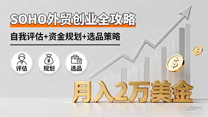 SOHO外贸创业全攻略，自我评估+资金规划+选品策略，月入2万美金-轻创网