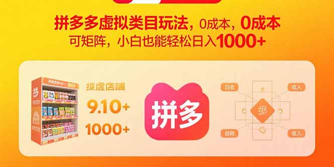 拼多多虚拟类目玩法，0成本，可矩阵，小白也能轻松日入1000+-轻创网