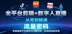 全平台剪辑+数字人直播，从零到精通，掌握最新平台规则与流量密码，实现短视频变现-轻创网