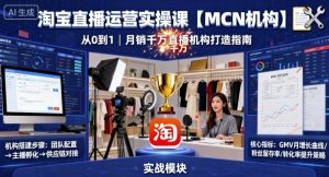 淘宝直播运营实操课【MCN机构】，从0到1做一家月销千W的直播机构-轻创网
