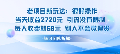 老项目新玩法当天收益1k+每个人收费68米 不违规不封号-轻创网