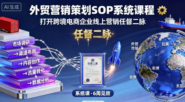 外贸营销策划SOP系统课程，打开跨境电商企业线上营销任督二脉-轻创网