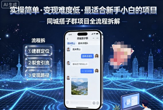 实操简单，变现难度低，最适合新手小白做的项目，每天轻松收入3张，同城搭子群项目全流程拆解-轻创网