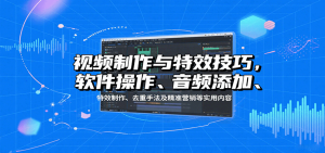 视频制作与特效技巧:软件操作、音频添加、特效制作、去重手法及精准营销等实用内容-轻创网