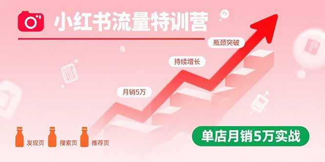 小红书流量特训营：突破流量瓶颈，实现店铺持续增长，单店月销5万实战-轻创网