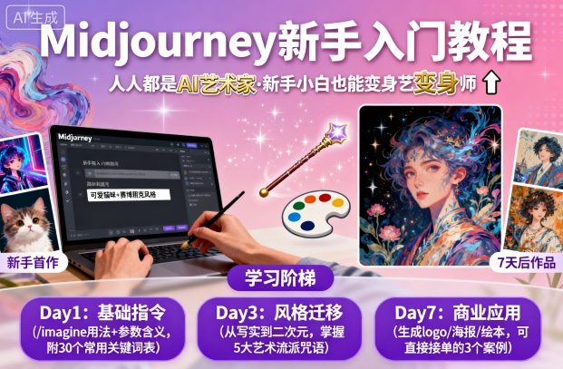 midjourney新手入门教程：人人都是AI艺术家，新手小白也能变身艺术大师-轻创网