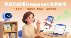 普通妈妈用Deepseek做家教号，条条热门，日变现1k+的玩法，直接抄作业-轻创网