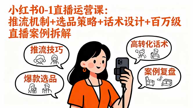 小红书0-1直播运营课:推流机制+选品策略+话术设计+百万级直播案例拆解-轻创网