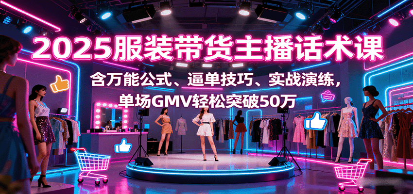 图片[1]-2025服装带货主播话术课，含万能公式、逼单技巧、实战演练，单场GMV轻松突破50万-轻创网