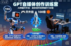 GPT自媒体创作训练营：AI神器开外挂，助你创作效率提升100倍-轻创网
